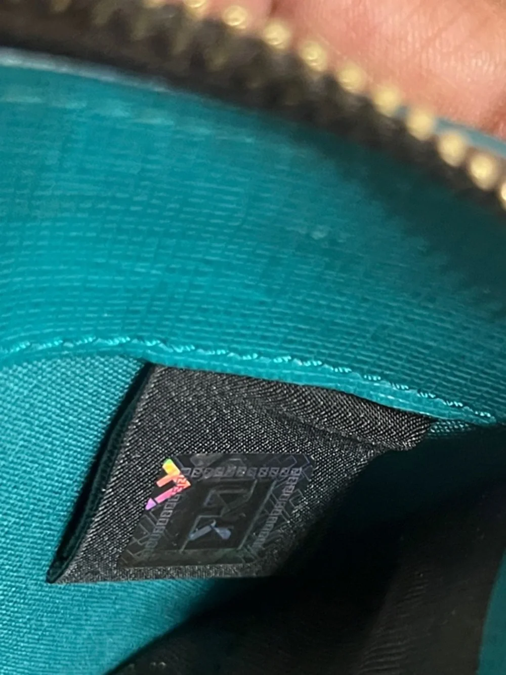Fendi Teal and Brown Zip-Around Wallet with FF Motif